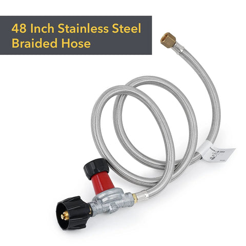 Stanbroil propane regulator with 48-inch stainless braided hose and 3/8-inch flare fitting