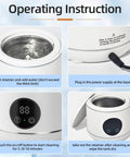 Pro Grade Retainer And Dental Appliance Ultrasonic Cleaner With Three Cleaning Modes 42000 Hz High Frequency Cleaning 20W Power 230 ml Tank White YKL At Home, top view