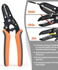 Wire stripper tool from Pro Grade Ratchet Wire Crimping Tool Set With 5 Interchangeable Jaws For Insulated And Non Insulated Terminals AWG 20 To 2