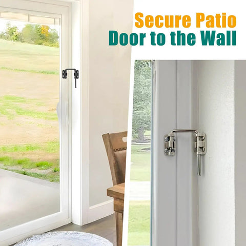 Sliding Glass Door Lock For Patios And Doors Kid Safe Lock And Loop Latch Flexible Install For Uneven Doors Hardened Steel Construction