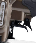 Close-up of the trigger mechanism of the Strong Armed Pneumatic 23 Gauge Pin Nailer forged from hardened aluminum.