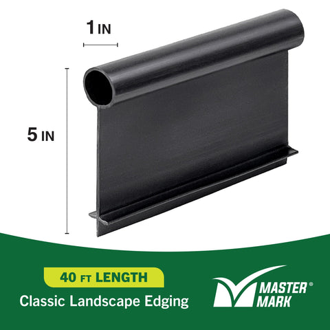 Heavy Duty 40 Foot Landscape Edging Kit With YardPack 5 Inch Flexible Lawn Border product image showing border dimensions.