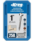 Zinc Pocket Hole Screws 1 Inch Coarse Thread Pan Head for Woodshop and Cabinetry Indoor Projects 250 Count Pack