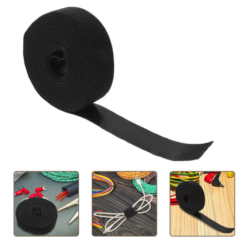 Adjustable Reusable Hook And Loop Cable Ties For Superior Desk Wire Management And Phone Charger Cord Organizing To Keep Your Tech Setup Snazzy And Totally Tidy, black velcro roll.