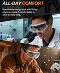 Two Pack Anti Fog Safety Goggles Over Glasses ANSI Z87.1 Certified for lab work and industrial use, worn by professionals