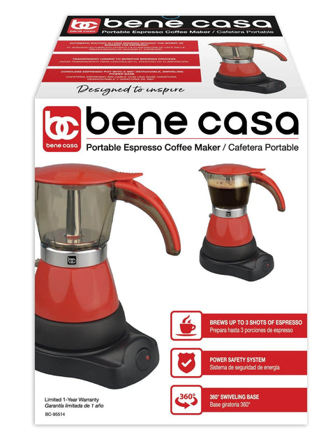 Product packaging of Red Electric Espresso Maker For 1 To 3 Cups With Transparent Carafe Auto Shut Off Clear Brew Preview