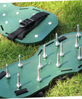 16 Piece Lawn Aerator Shoes Straps With A Workhorse Heavy Duty Garden Spikes for Lawn Care on grass