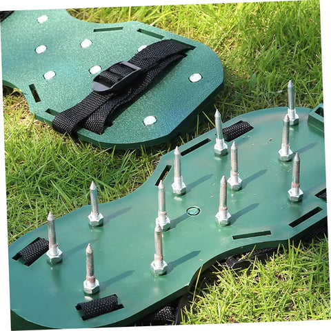 16 Piece Lawn Aerator Shoes Straps With A Workhorse Heavy Duty Garden Spikes for Lawn Care on grass