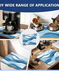 Washing Machine Topper And Dryer Surface Guard 23.6x19.7Inch Waterproof Dust Cover Laundry Mat with blue wave pattern in use.