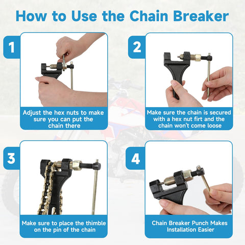 428H Chain 130 Links Ready To Roll Direct Replacement For 125cc To 200cc Dirt Bikes ATVs Go Karts And Quads chain breaker use guide