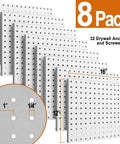 Built Tough As Nails Eight Piece Steel Pegboard Panels 16 By 12 Inch Heavy Duty for Tool Organization with Anchors and Screws