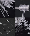 1000 Piece 7 Inch Clear Plastic Tag Fasteners Hand Push Snap Lock Pins close-up view showing clear plastic material for tagging