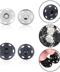 12 Sets Large Sew On Metal Snaps For Clothing 19mm Diameter Press Studs For Fabric And Garment Closure Black And Silver Includes Front And Back Components