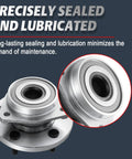Close-up of wheel bearing hub from Front CV Axle And Wheel Bearing Hub Kit For 1999 2000 2001 2002 2003 2004 Jeep Grand Cherokee Non ABS 5 Lug 4WD Replacement Assembly Set Including Driver Side And Passenger Side Axles And Hubs Beefed Up For Tough Long Lasting Performance, showing precise sealing and lubrication details.