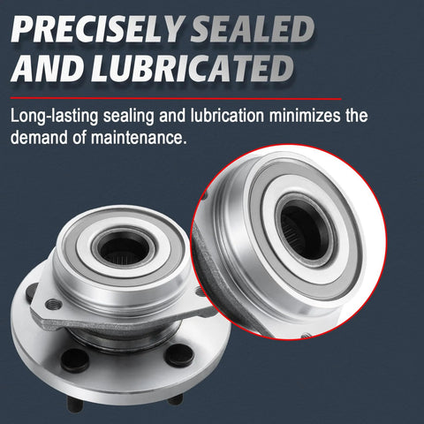Close-up of wheel bearing hub from Front CV Axle And Wheel Bearing Hub Kit For 1999 2000 2001 2002 2003 2004 Jeep Grand Cherokee Non ABS 5 Lug 4WD Replacement Assembly Set Including Driver Side And Passenger Side Axles And Hubs Beefed Up For Tough Long Lasting Performance, showing precise sealing and lubrication details.