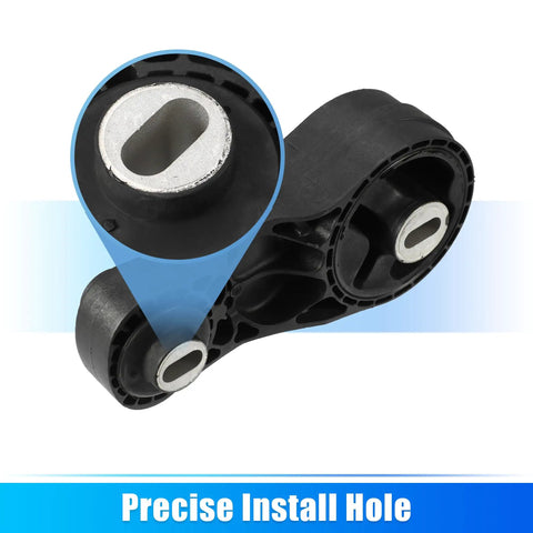 Close-up of Rock Solid Engine Motor Mount showing precise install hole for Buick Enclave and Chevy Traverse 2009-2017.