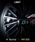 Using 2 In 1 Cordless Tire Inflator And Air Blower Portable Air Compressor With Light to inflate car tire at night