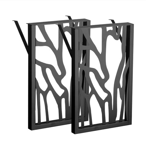 28 Inch Metal Table Legs Set Of 2 Built Tough Heavy Duty Industrial Modern Desk Bases With Laser Engraving Cutout Pattern Rectangular Frame