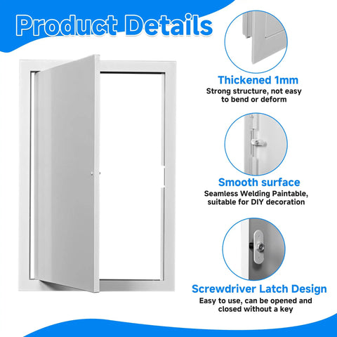 Solid As A Rock Metal Access Panel With Screwdriver Latch For 16 By 24 Inch Drywall And Ceiling Installations Flush Mount Design For Attic And Plumbing Access displaying thickened aluminum and smooth surface details.