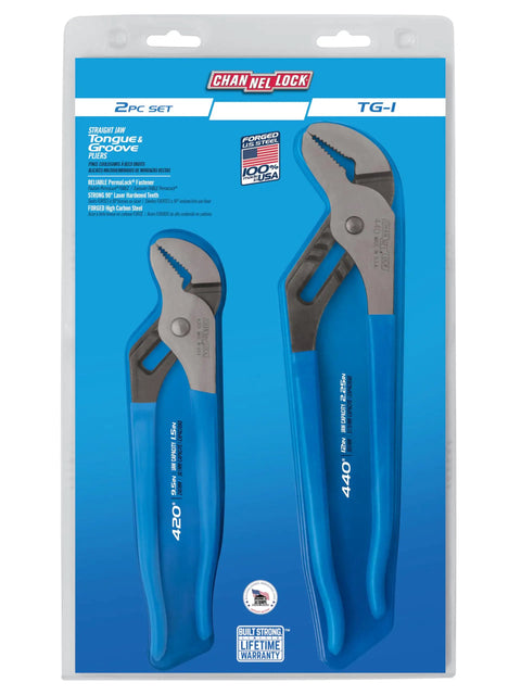 Two Piece Tongue And Groove Pliers Set 9.5 Inch And 12 Inch Slip Joint High Carbon Steel with packaging