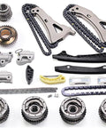 Beefed Up Mercedes Benz 4.7L V8 Turbo M278 Timing Chain Kit With Camshaft Adjuster Sprocket Includes Chains Tensioners Guides And VVT Sprockets For CLS550 E500 E550 GL450 GL500 GLE ML GLS CL W166 W212 showcasing complete parts