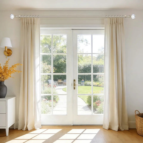 Adjustable Curtain Rod Set For Windows 20 To 53 Inches And Telescoping 32 To 58 Inch Splice Rod, Three Quarter Inch Diameter