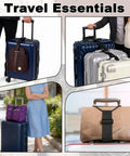 Two Pack Luggage Straps For Suitcases, Adjustable T Type And Flat Belt To Connect Three Bags in use with travel essentials