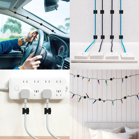 30 Pcs Self Adhesive Cable Clips Tame Tangled Cords Fast Strong Peel And Stick Holders Mount Smooth Surfaces For Cars Homes Offices Tidy Cord Management Slick Setup Hassle Free