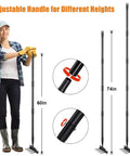 Two In One Garden Hoe With Cultivator Rake, adjustable 60-82 inch handle, featuring adjustable handle lengths and locking mechanism