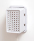 Extra Large Outlet Cover Box For Baby Proofing Bulky Plugs And Wide Adapters, wall-mounted with perforated white design