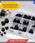 Rock Solid 100Pcs Silicone Hole Plugs Assortment Kit With 7 Sizes For Powder Coating And Plating Jobs High Temp Waterproof Stopper T-Shaped Seals In Black To Keep Your Holes Gapping Safe in storage box