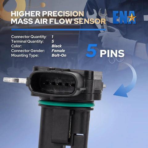Mass Air Flow Sensor MAF Replacement For Subaru Forester Impreza Legacy Outback 2008 2009 2010 2011 2012 2013 2014 2015 2016 2017 2018 2.0L 2.5L Engines, 5-pin black connector