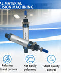 Mini Aluminum Pneumatic Cylinder MAL16x25 Double Acting Single Rod 16mm Bore 25mm Stroke, aluminum body, displayed with blue background.