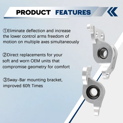 Racing Compliance Brackets With Spherical Bearings For Honda Civic EG 92 95 And Acura Integra 94 01 Bolt On Performance Upgrade With High Load CNC Machined Billet Aluminum Housing For Precise Fit, silver bracket pair