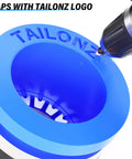 Close-up of blue cap with 'TAILONZ' logo, part of 60 Piece Pneumatic Straight Push Connectors Plug And Play Quick Release Fittings Set