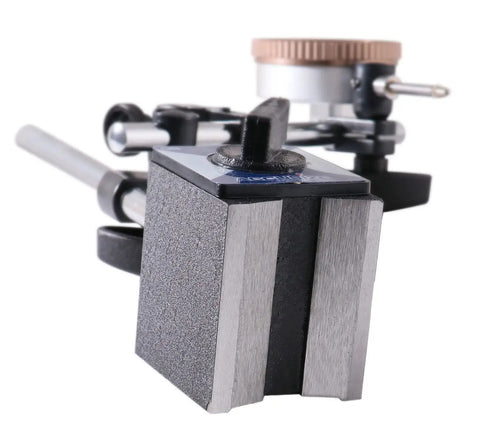 Heavy Duty 110 Lb Magnetic Base With Fine Adjustment, 0 To 1 Inch Dial Indicator 0.001 Inch Resolution, Includes 22 Piece Indicator Point Kit For Precision Machining And Inspection close-up view
