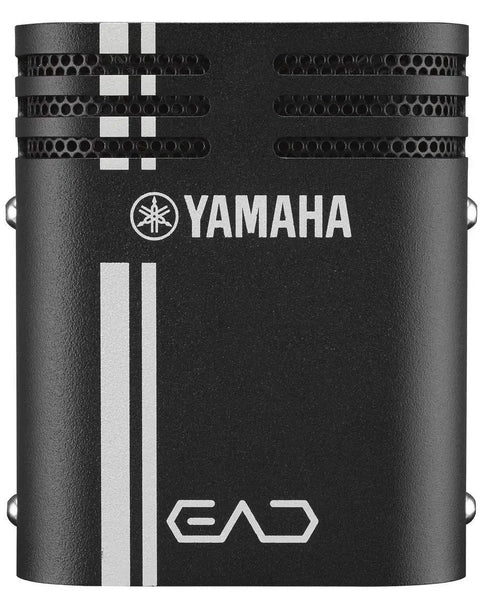 Black Yamaha EAD10 electronic acoustic drum module with stereo microphone and kick trigger for hybrid drum set.