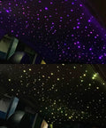Twinkle 10W Fiber Optic Star Ceiling Kit With 450 Flexible Strands Lights Sound Activated Dope Color Changing Car And Home Roof Decor Remote App With Music Modes creating a starry ambiance in a car roof.