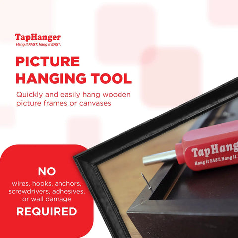 Close-up of Drywall Picture Frame Hanging Kit With 80 TapTacks For Quick Tool Free Mounting Of Wooden Frames And Canvases.