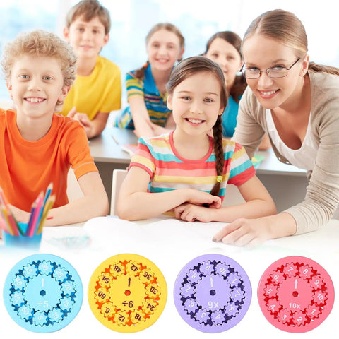9 Piece Math Fidget Spinner Set For Kids Cool Spin Toy blending learning with colorful multiplication and division games in classroom
