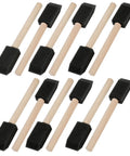 Kick Ass 1 Inch Foam Paint Brushes 12 Pack High Density Polyfoam Applicators for Mod Podge and wood staining tasks.