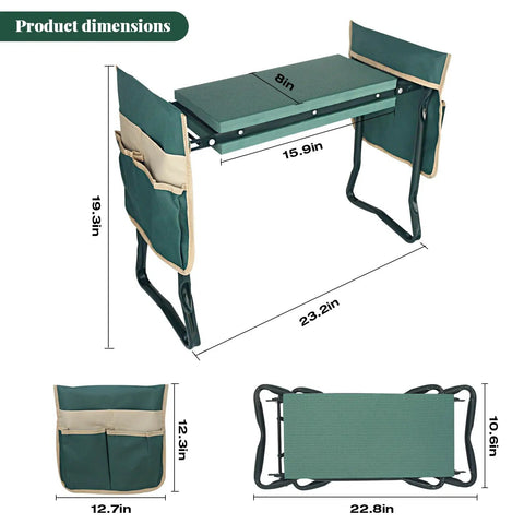 Garden Kneeler and Seat With Extra Wide 8 Inch Thick Pad, Heavy Duty Foldable Kneeling Bench dimensions and features