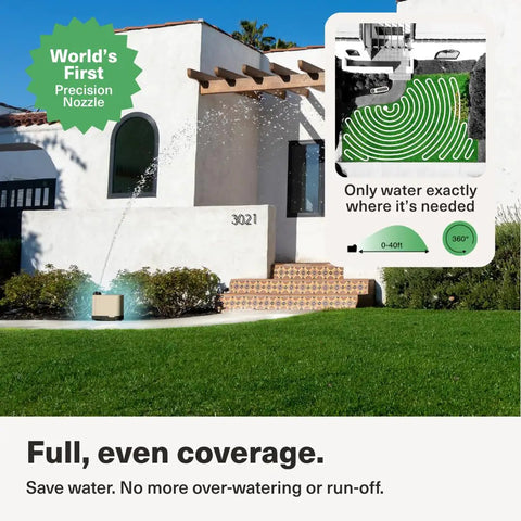 App Controlled Smart Lawn Sprinkler System With Solar Power, Weather Intelligence, Rain Skip, Quick Install in operation.