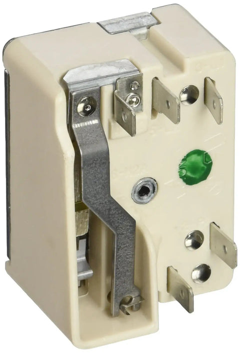 Side view of WB23M9 Surface Element Switch Replacement for Electric Cooktops with direct fit and 240V plug and play module.