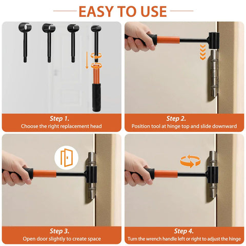 4 In 1 Door Hinge Gap Adjustment Tool Kit For Residential And Commercial Use Heavy Duty Hinge Repair Wrench in use on door