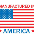 Manufactured in America text with American flag illustration