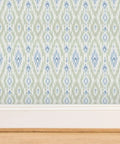 Next Level Ikat Stripes Faux Vinyl Wallpaper With Durable Subtle Leather Grain Finish engineered for bustling commercial spaces.