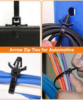 180 Pcs Wire Loom Clips For Car Push Mount And Zip Ties Assorted Sizes showing cable securing applications.