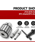 JT33 Drill Chuck One Thirty Second To One Half Inch With MT1 MT2 Morse Shanks For Lathe Drilling Machines Rock-Solid HSS Chuck