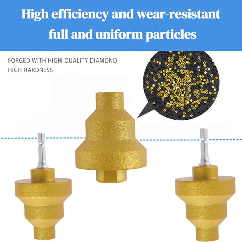 Diamond Step Drill Bit Set With M10 Thread, 20mm 35mm 50mm Three Stage Hole Opener For Tile Concrete Marble Granite Stone